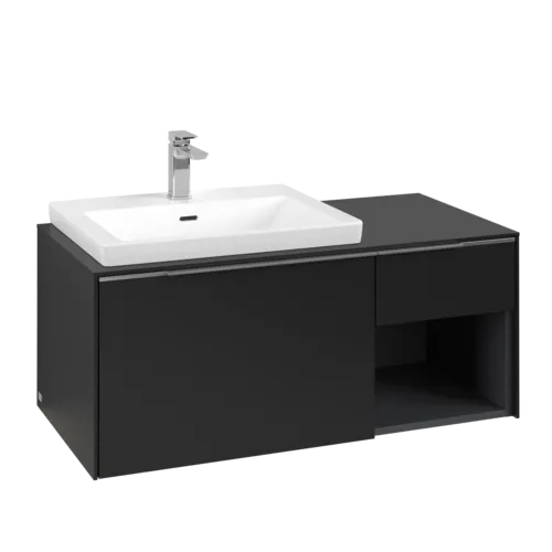 Bild von VILLEROY BOCH Subway 3.0 Waschbeckenunterschrank, mit Beleuchtung, 2 Auszüge, 1001 x 423 x 516 mm, Volcano Black / Volcano Black #C572L0VL
