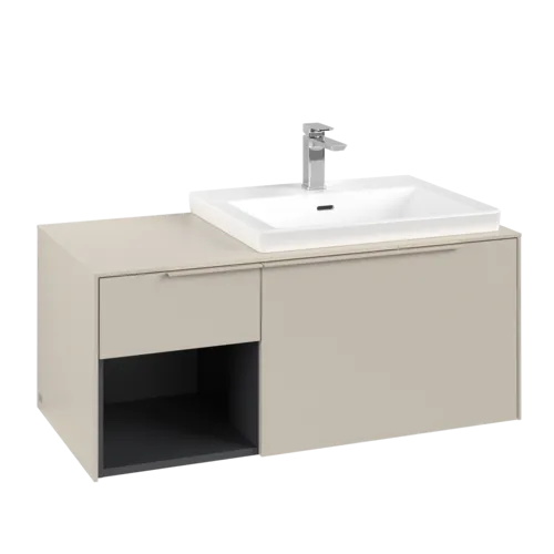 Bild von VILLEROY BOCH Subway 3.0 Waschbeckenunterschrank, mit Beleuchtung, 2 Auszüge, 1001 x 423 x 516 mm, Cashmere Grey / Cashmere Grey #C571L2VN