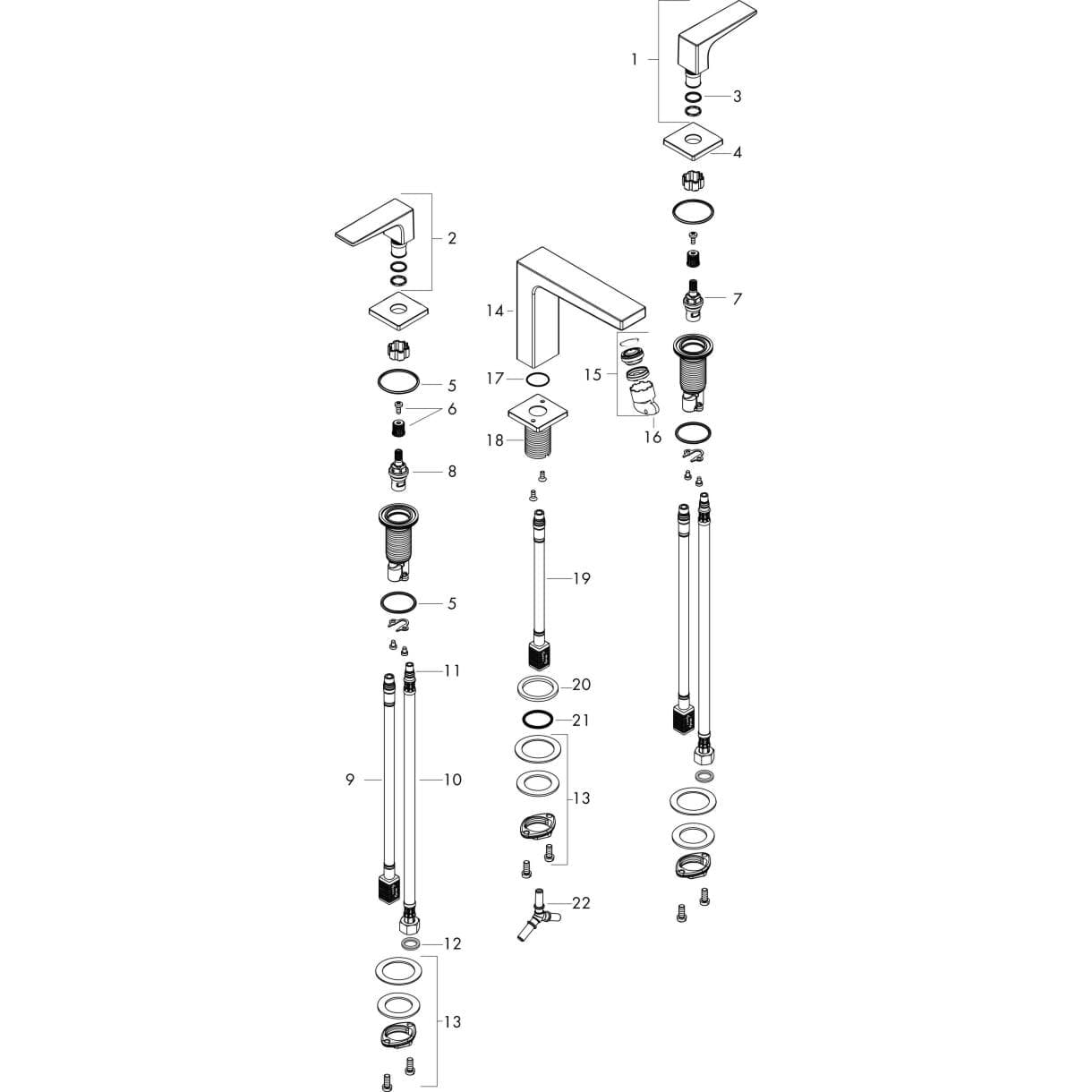 Bild von HANSGROHE Metropol 3-hole basin mixer 160 with lever handles and push-open waste set Brushed Bronze 32515140