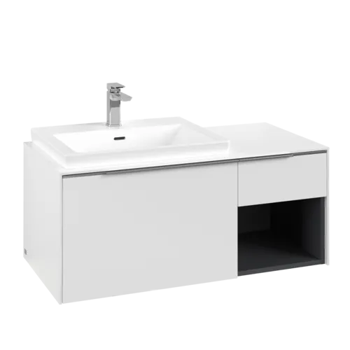 Bild von VILLEROY BOCH Subway 3.0 Waschbeckenunterschrank, mit Beleuchtung, 2 Auszüge, 1001 x 423 x 516 mm, Pure White / Pure White #C572L0VF