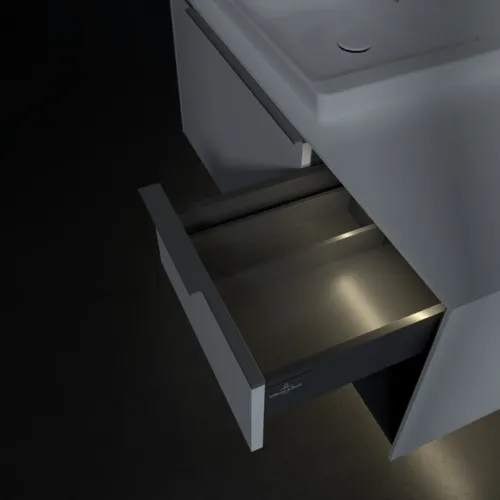 Obrázek VILLEROY BOCH Subway 3.0 Vanity unit, s osvětlením, 2 výsuvy, 1001 x 423 x 516 mm, čistě bílá / čistě bílá #C572L0VF