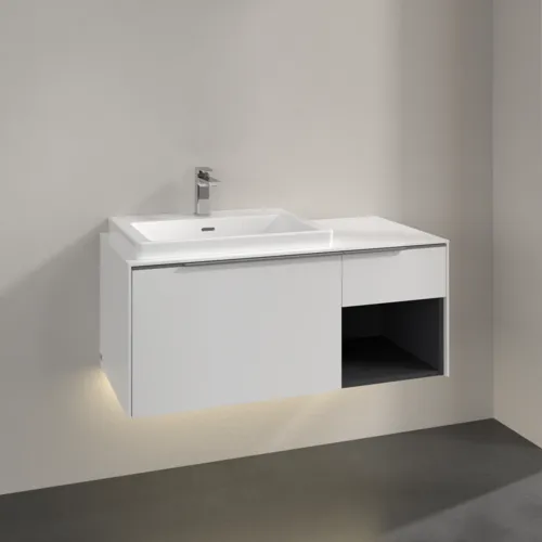 Obrázek VILLEROY BOCH Subway 3.0 Vanity unit, s osvětlením, 2 výsuvy, 1001 x 423 x 516 mm, čistě bílá / čistě bílá #C572L0VF