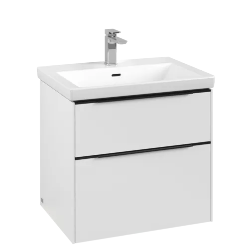Bild von VILLEROY BOCH Subway 3.0 Waschbeckenunterschrank, mit Beleuchtung, 2 Auszüge, 622 x 576 x 478 mm, Pure White #C576L1VF