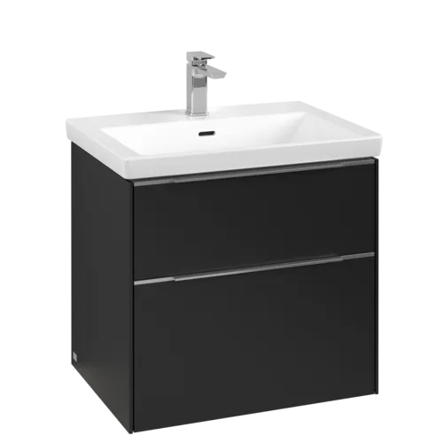 Bild von VILLEROY BOCH Subway 3.0 Waschbeckenunterschrank, mit Beleuchtung, 2 Auszüge, 622 x 576 x 478 mm, Volcano Black #C576L0VL