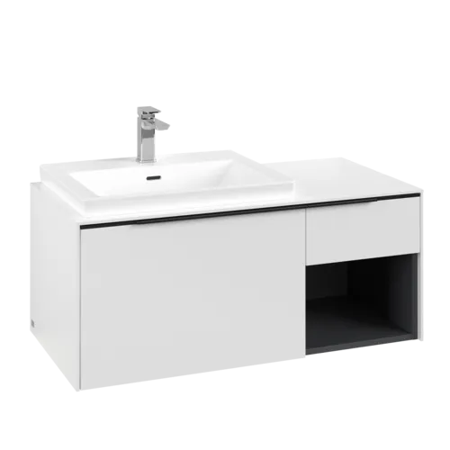 Bild von VILLEROY BOCH Subway 3.0 Waschbeckenunterschrank, mit Beleuchtung, 2 Auszüge, 1001 x 423 x 516 mm, Pure White / Pure White #C572L1VF
