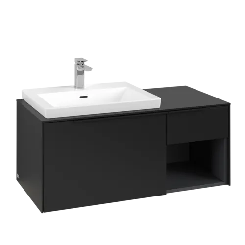 Bild von VILLEROY BOCH Subway 3.0 Waschbeckenunterschrank, mit Beleuchtung, 2 Auszüge, 1001 x 423 x 516 mm, Volcano Black / Volcano Black #C572L1VL