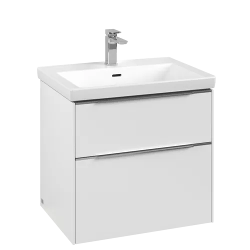 Bild von VILLEROY BOCH Subway 3.0 Waschbeckenunterschrank, mit Beleuchtung, 2 Auszüge, 622 x 576 x 478 mm, Pure White #C576L0VF