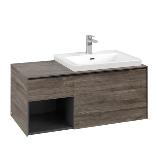 Bild von VILLEROY BOCH Subway 3.0 Waschbeckenunterschrank, mit Beleuchtung, 2 Auszüge, 1001 x 423 x 516 mm, Stone Oak / Stone Oak #C571L1RK