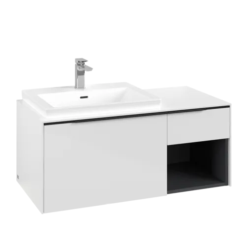 Bild von VILLEROY BOCH Subway 3.0 Waschbeckenunterschrank, mit Beleuchtung, 2 Auszüge, 1001 x 423 x 516 mm, Brilliant White / Brilliant White #C572L1VE