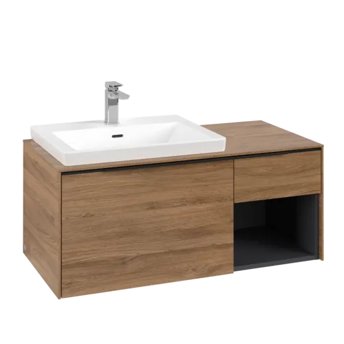 Bild von VILLEROY BOCH Subway 3.0 Waschbeckenunterschrank, mit Beleuchtung, 2 Auszüge, 1001 x 423 x 516 mm, Kansas Oak / Kansas Oak #C572L1RH