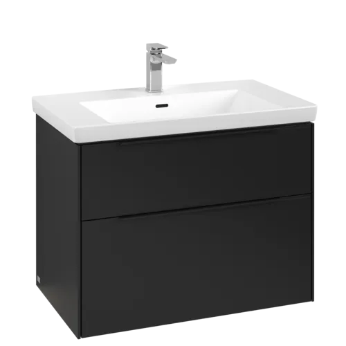 Bild von VILLEROY BOCH Subway 3.0 Waschbeckenunterschrank, mit Beleuchtung, 2 Auszüge, 772 x 576 x 478 mm, Volcano Black #C574L1VL