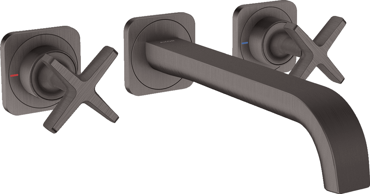 Picture of HANSGROHE AXOR Citterio E 3-hole basin mixer for concealed installation wall-mounted with spout 220 mm and escutcheons #36107340 - Brushed Black Chrome