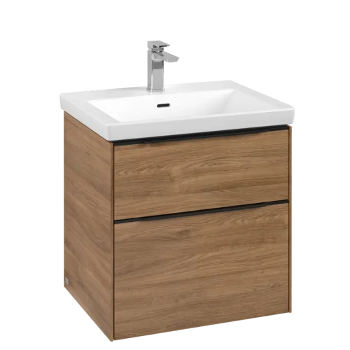 Bild von VILLEROY BOCH Subway 3.0 Waschbeckenunterschrank, mit Beleuchtung, 2 Auszüge, 572 x 576 x 478 mm, Kansas Oak #C578L1RH