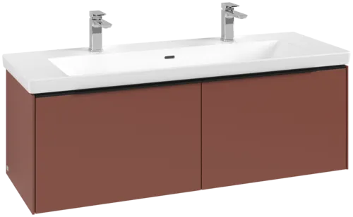 Bild von VILLEROY BOCH Subway 3.0 Waschbeckenunterschrank, mit Beleuchtung, 2 Auszüge, 1272 x 429 x 478 mm, Wine Red #C601L1AH