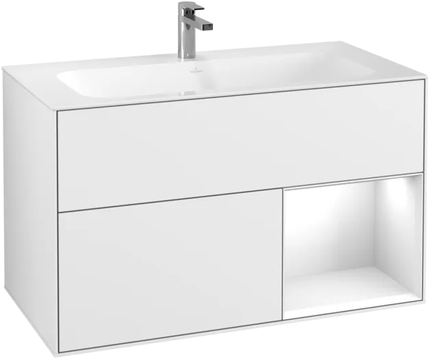 Bild von VILLEROY BOCH Finion Waschbeckenunterschrank, mit Beleuchtung, 2 Auszüge, 996 x 591 x 498 mm, Glossy White Lacquer / Glossy White Lacquer #F040GFGF