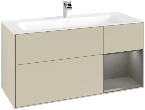 Bild von VILLEROY BOCH Finion Waschbeckenunterschrank, mit Beleuchtung, 3 Auszüge, 1196 x 591 x 498 mm, Silk Grey Matt Lacquer / Anthracite Matt Lacquer #F070GKHJ