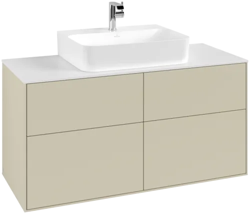 Bild von VILLEROY BOCH Finion Waschbeckenunterschrank, 4 Auszüge, 1200 x 603 x 501 mm, Silk Grey Matt Lacquer / Glass White Matt #F13100HJ