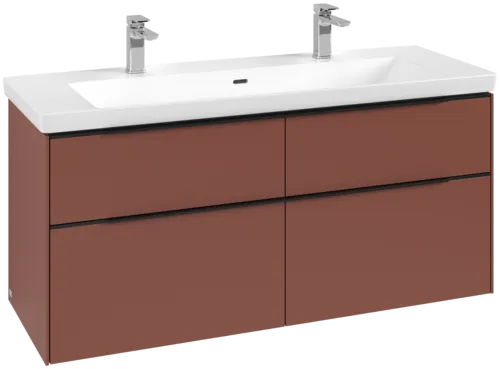 Bild von VILLEROY BOCH Subway 3.0 Waschbeckenunterschrank, mit Beleuchtung, 4 Auszüge, 1272 x 576 x 478 mm, Wine Red #C602L1AH