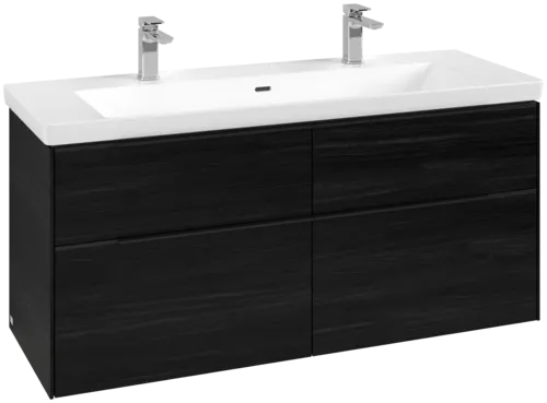 Bild von VILLEROY BOCH Subway 3.0 Waschbeckenunterschrank, mit Beleuchtung, 4 Auszüge, 1272 x 576 x 478 mm, Black Oak #C602L1AB