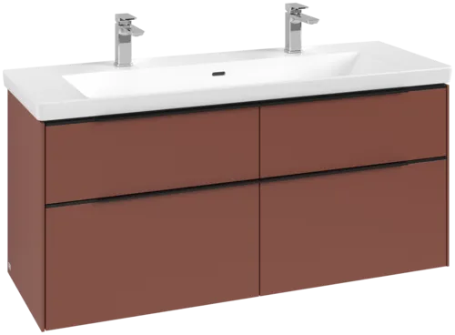 Bild von VILLEROY BOCH Subway 3.0 Waschbeckenunterschrank, 4 Auszüge, 1272 x 576 x 478 mm, Wine Red #C60201AH