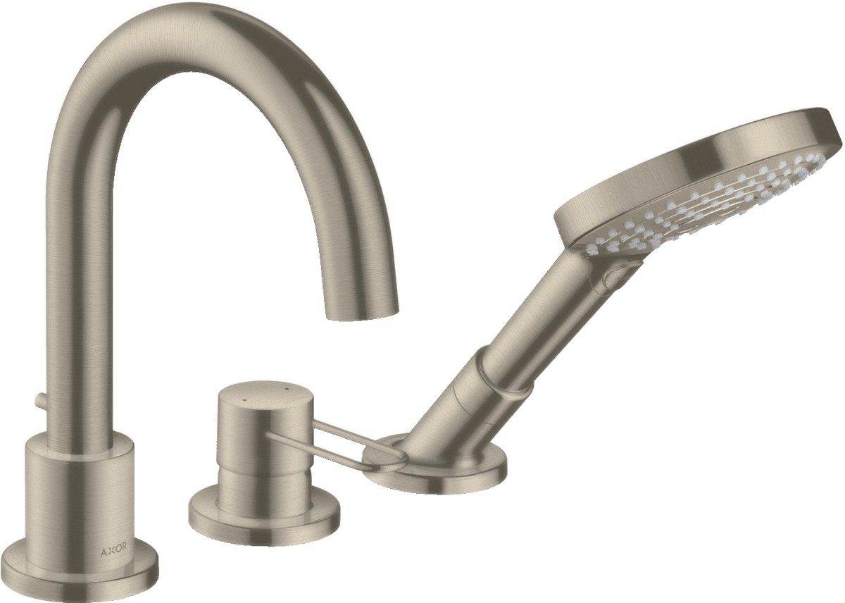 Bild von HANSGROHE AXOR Uno 3-Loch Einhebel-Wannenrandmischer mit Bügelgriffen #38436820 - Brushed Nickel