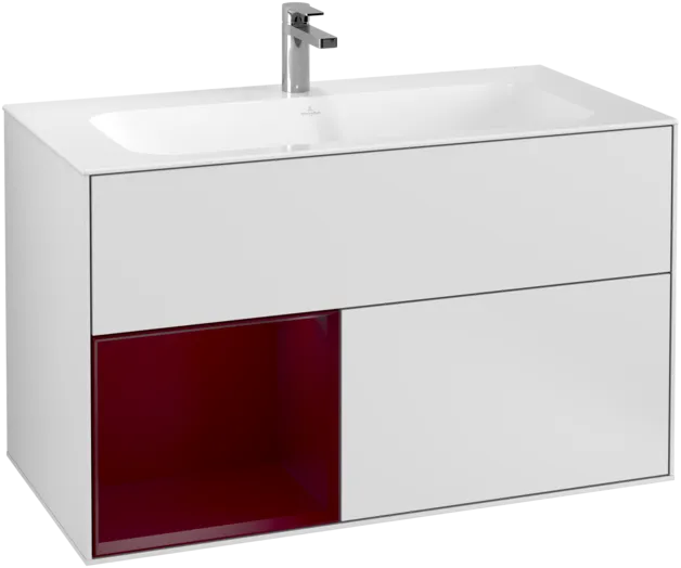 Bild von VILLEROY BOCH Finion Waschbeckenunterschrank, mit Beleuchtung, 2 Auszüge, 996 x 591 x 498 mm, White Matt Lacquer / Peony Matt Lacquer #F030HBMT