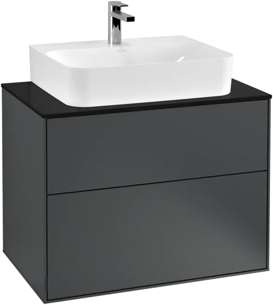 Bild von VILLEROY BOCH Finion Waschbeckenunterschrank, 2 Auszüge, 800 x 603 x 501 mm, Midnight Blue Matt Lacquer / Glass Black Matt #F09200HG