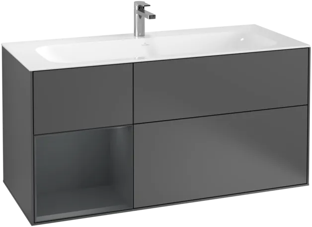 Bild von VILLEROY BOCH Finion Waschbeckenunterschrank, mit Beleuchtung, 3 Auszüge, 1196 x 591 x 498 mm, Anthracite Matt Lacquer / Midnight Blue Matt Lacquer #F060HGGK