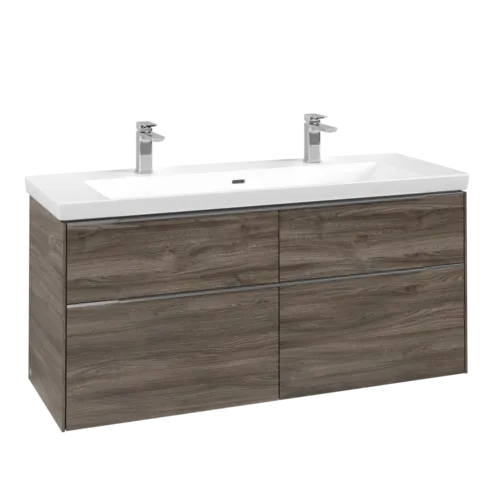 Bild von VILLEROY BOCH Subway 3.0 Waschbeckenunterschrank, mit Beleuchtung, 4 Auszüge, 1272 x 576 x 478 mm, Stone Oak #C602L0RK
