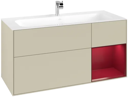 Bild von VILLEROY BOCH Finion Waschbeckenunterschrank, mit Beleuchtung, 3 Auszüge, 1196 x 591 x 498 mm, Silk Grey Matt Lacquer / Peony Matt Lacquer #F070HBHJ