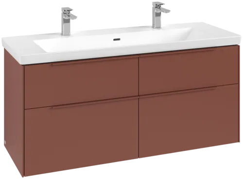 Bild von VILLEROY BOCH Subway 3.0 Waschbeckenunterschrank, mit Beleuchtung, 4 Auszüge, 1272 x 576 x 478 mm, Wine Red #C602L2AH