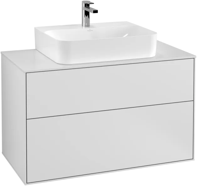 Bild von VILLEROY BOCH Finion Waschbeckenunterschrank, 2 Auszüge, 1000 x 603 x 501 mm, White Matt Lacquer / Glass White Matt #F10100MT