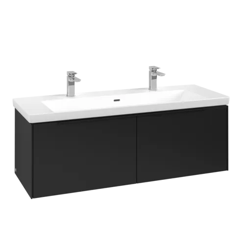 Bild von VILLEROY BOCH Subway 3.0 Waschbeckenunterschrank, mit Beleuchtung, 2 Auszüge, 1272 x 429 x 478 mm, Volcano Black #C601L1VL
