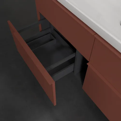 Bild von VILLEROY BOCH Subway 3.0 Waschbeckenunterschrank, 4 Auszüge, 1272 x 576 x 478 mm, Wine Red #C60202AH