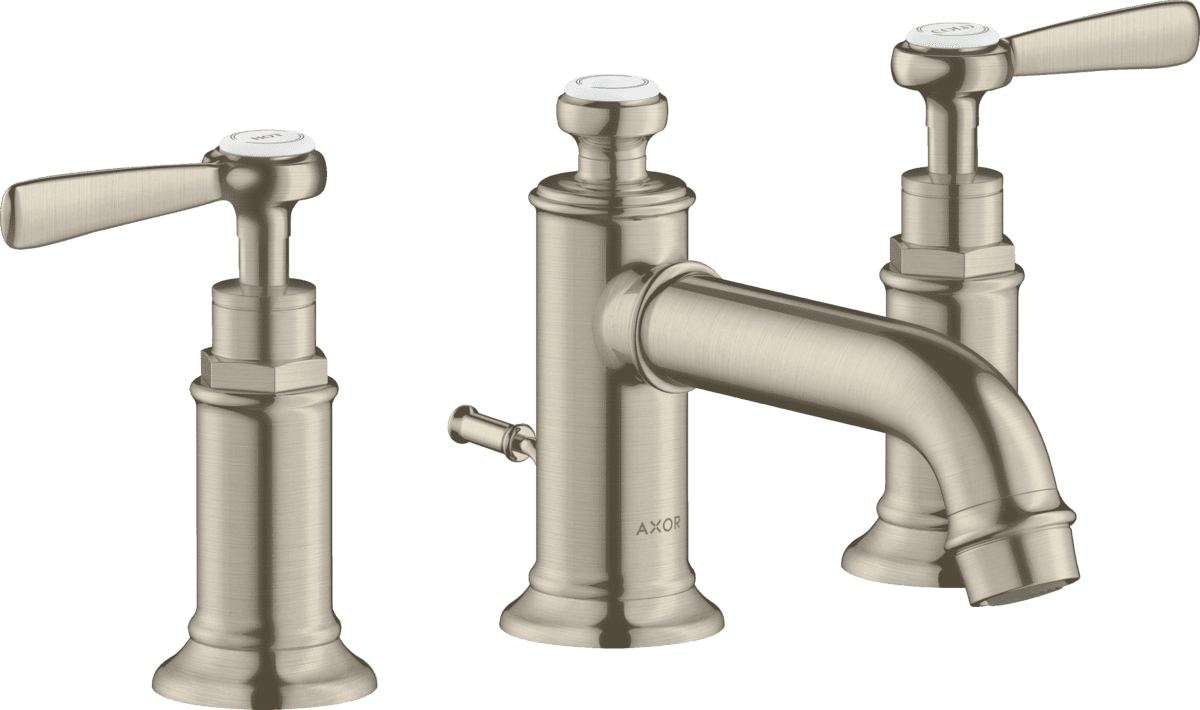 Bild von HANSGROHE AXOR Montreux 3-Loch Waschtischarmatur 30 mit Hebelgriffen und Zugstangen-Ablaufgarnitur #16535820 - Brushed Nickel