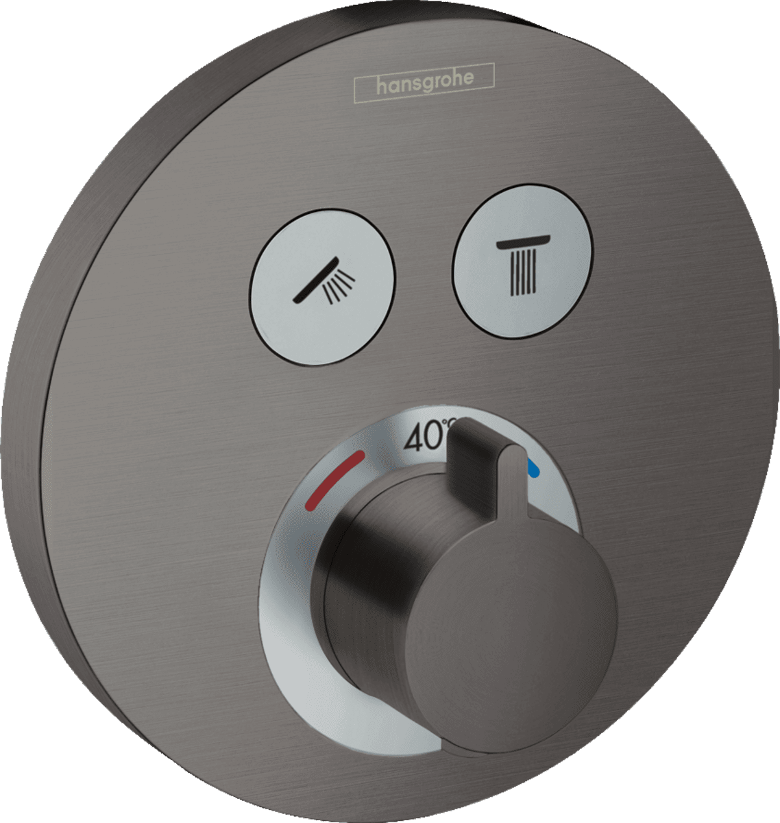Picture of HANSGROHE ShowerSelect S Thermostat for concealed installation for 2 functions #15743340 - Brushed Black Chrome