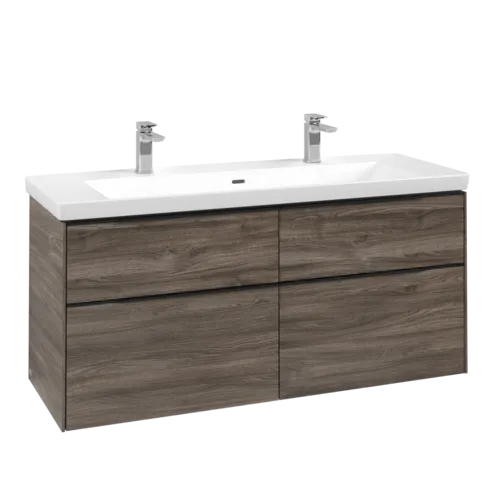 Bild von VILLEROY BOCH Subway 3.0 Waschbeckenunterschrank, mit Beleuchtung, 4 Auszüge, 1272 x 576 x 478 mm, Stone Oak #C602L1RK