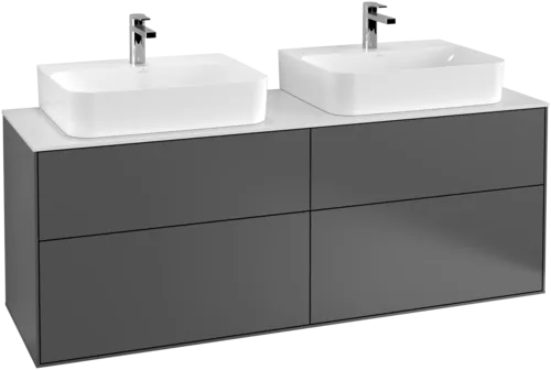 Bild von VILLEROY BOCH Finion Waschbeckenunterschrank, mit Beleuchtung, 4 Auszüge, 1600 x 603 x 501 mm, Anthracite Matt Lacquer / Glass White Matt #G18100GK
