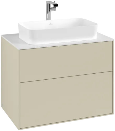 Bild von VILLEROY BOCH Finion Waschbeckenunterschrank, 2 Auszüge, 800 x 603 x 501 mm, Silk Grey Matt Lacquer / Glass White Matt #F22100HJ