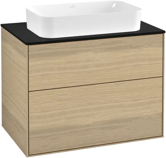 Bild von VILLEROY BOCH Finion Waschbeckenunterschrank, 2 Auszüge, 800 x 603 x 501 mm, Oak Veneer / Glass Black Matt #F22200PC