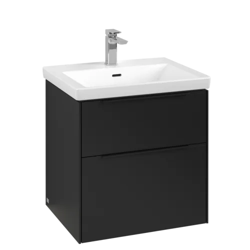 Bild von VILLEROY BOCH Subway 3.0 Waschbeckenunterschrank, mit Beleuchtung, 2 Auszüge, 572 x 576 x 478 mm, Volcano Black #C578L1VL