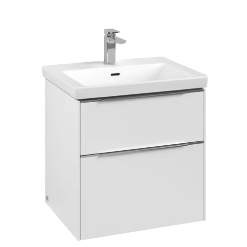Bild von VILLEROY BOCH Subway 3.0 Waschbeckenunterschrank, mit Beleuchtung, 2 Auszüge, 572 x 576 x 478 mm, Pure White #C578L0VF