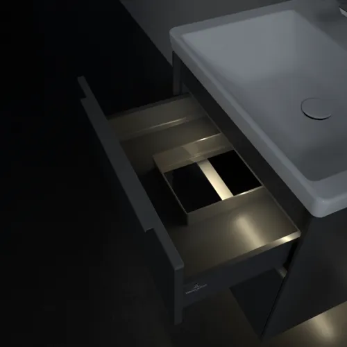 Bild von VILLEROY BOCH Subway 3.0 Waschbeckenunterschrank, mit Beleuchtung, 2 Auszüge, 572 x 576 x 478 mm, Graphite #C578L0VR