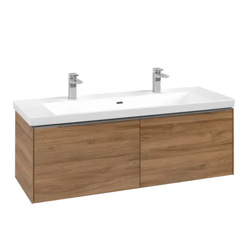 Bild von VILLEROY BOCH Subway 3.0 Waschbeckenunterschrank, mit Beleuchtung, 2 Auszüge, 1272 x 429 x 478 mm, Kansas Oak #C601L0RH