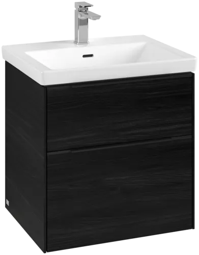 Bild von VILLEROY BOCH Subway 3.0 Waschbeckenunterschrank, mit Beleuchtung, 2 Auszüge, 572 x 576 x 478 mm, Black Oak #C578L1AB