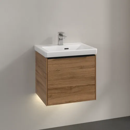 Bild von VILLEROY BOCH Subway 3.0 Waschbeckenunterschrank, mit Beleuchtung, 1 Auszug, 473 x 429 x 408 mm, Kansas Oak #C580L1RH
