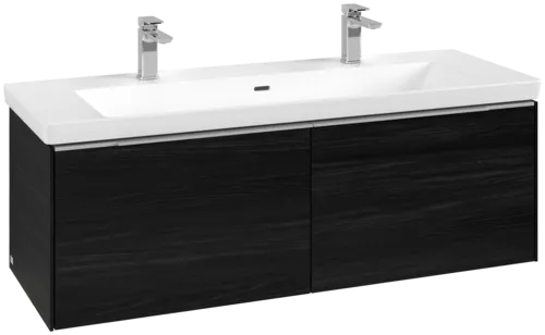 Bild von VILLEROY BOCH Subway 3.0 Waschbeckenunterschrank, mit Beleuchtung, 2 Auszüge, 1272 x 429 x 478 mm, Black Oak #C601L0AB