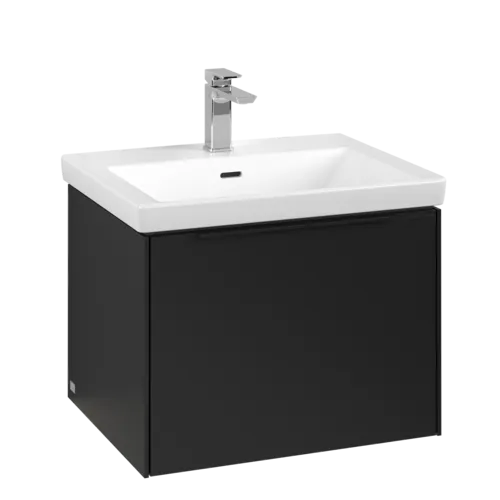 Bild von VILLEROY BOCH Subway 3.0 Waschbeckenunterschrank, mit Beleuchtung, 1 Auszug, 572 x 429 x 478 mm, Volcano Black #C577L1VL