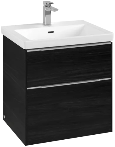 Bild von VILLEROY BOCH Subway 3.0 Waschbeckenunterschrank, mit Beleuchtung, 2 Auszüge, 572 x 576 x 478 mm, Black Oak #C578L0AB