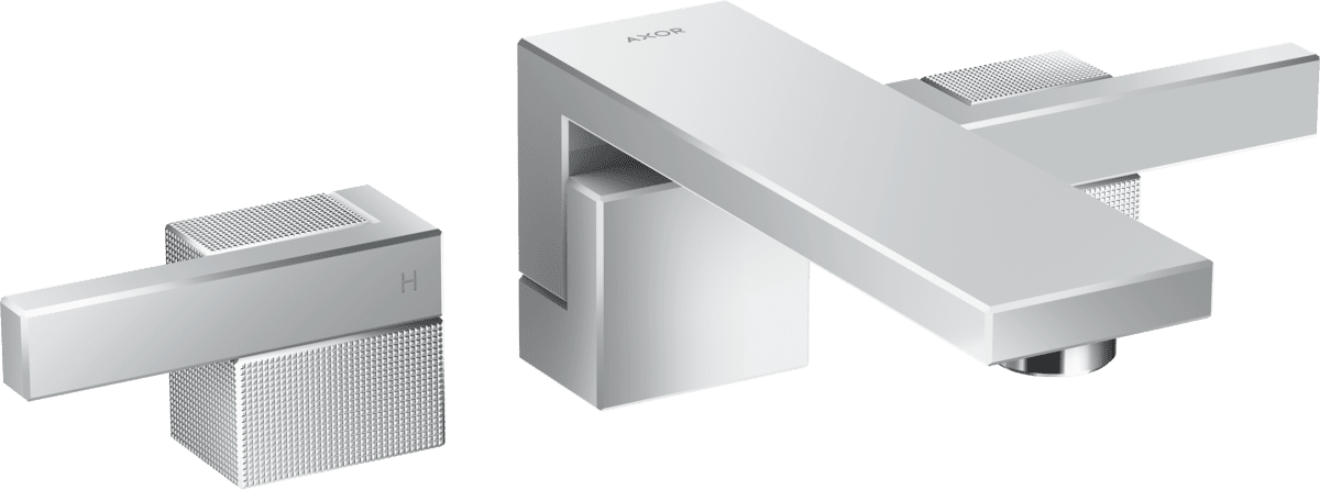 Bild von HANSGROHE AXOR Edge 3-Loch Waschtischarmatur Unterputz für Wandmontage mit Auslauf 190 mm und Push-Open Ablaufgarnitur - Diamantschliff #46061000 - Chrom